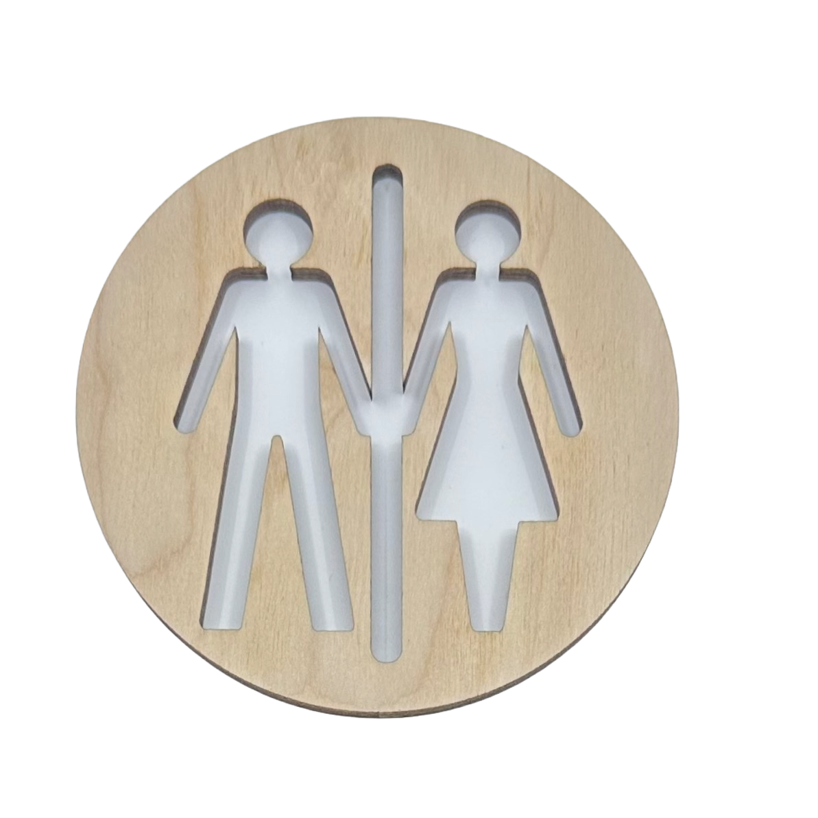 WOODEN WC TOILET DOOR SIGN UNISEX