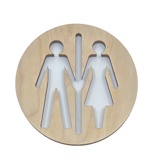 WOODEN WC TOILET DOOR SIGN UNISEX