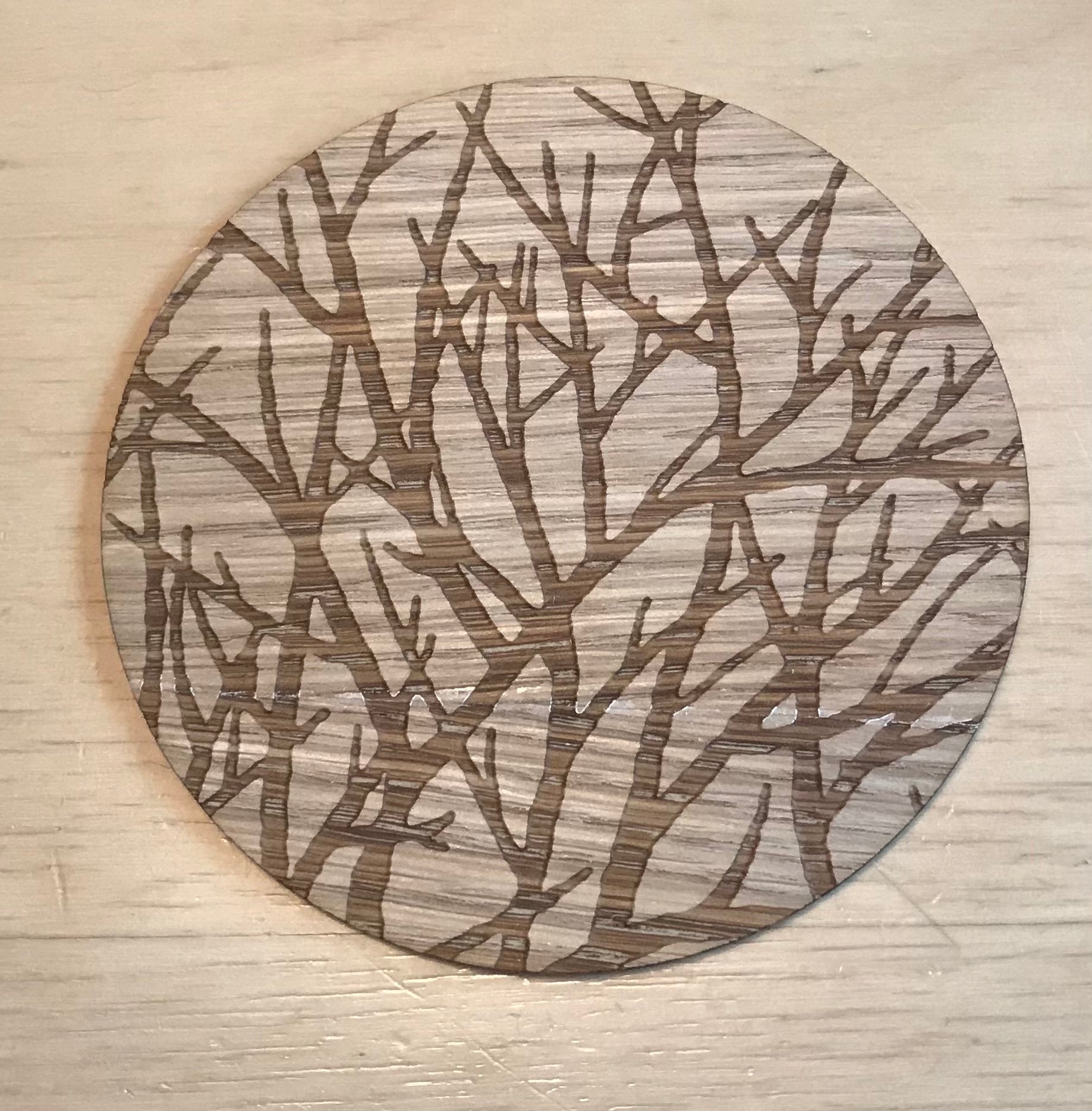 Wooden laser engraved coaster